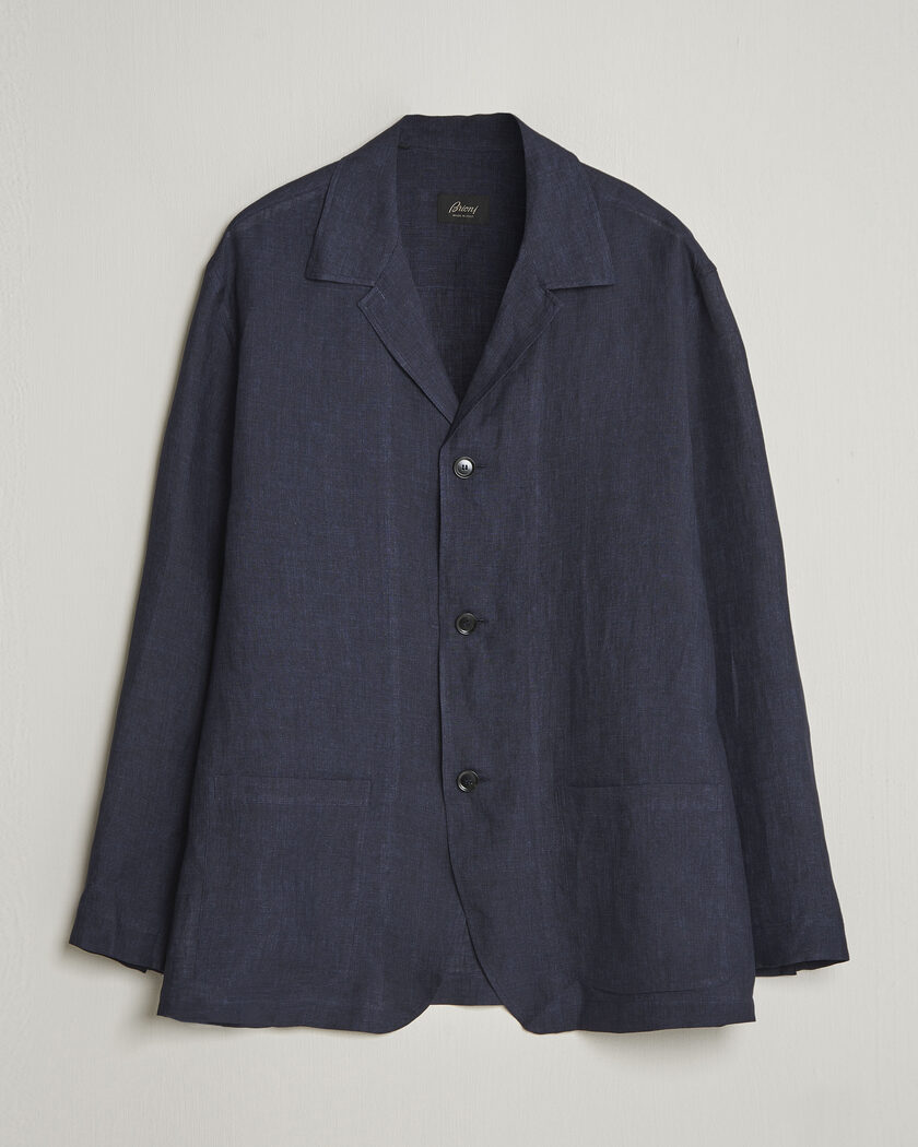 Brioni Linen Shirt Blazer Navy – Bleu