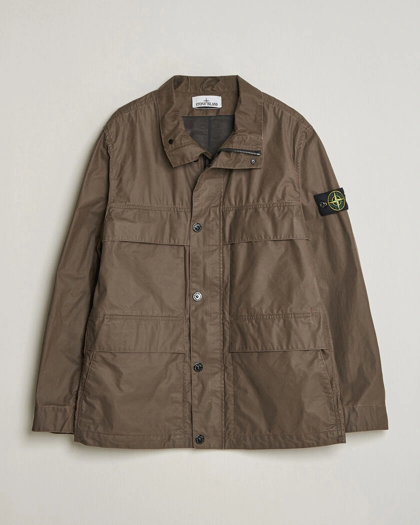 Stone Island Waxed Pigment Cotton Tela Field Jacket Umber – Marron