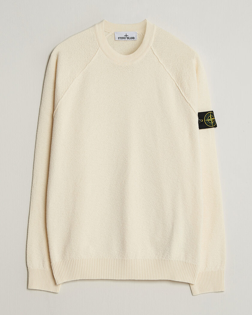 Stone Island Raw Hand Organic Cotton Crewneck Ivory – Blanc
