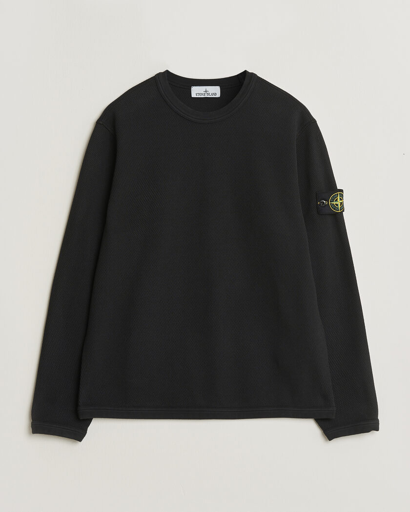 Stone Island Mesh Stitch Organic Cotton Fleece Crewneck Black – Noir