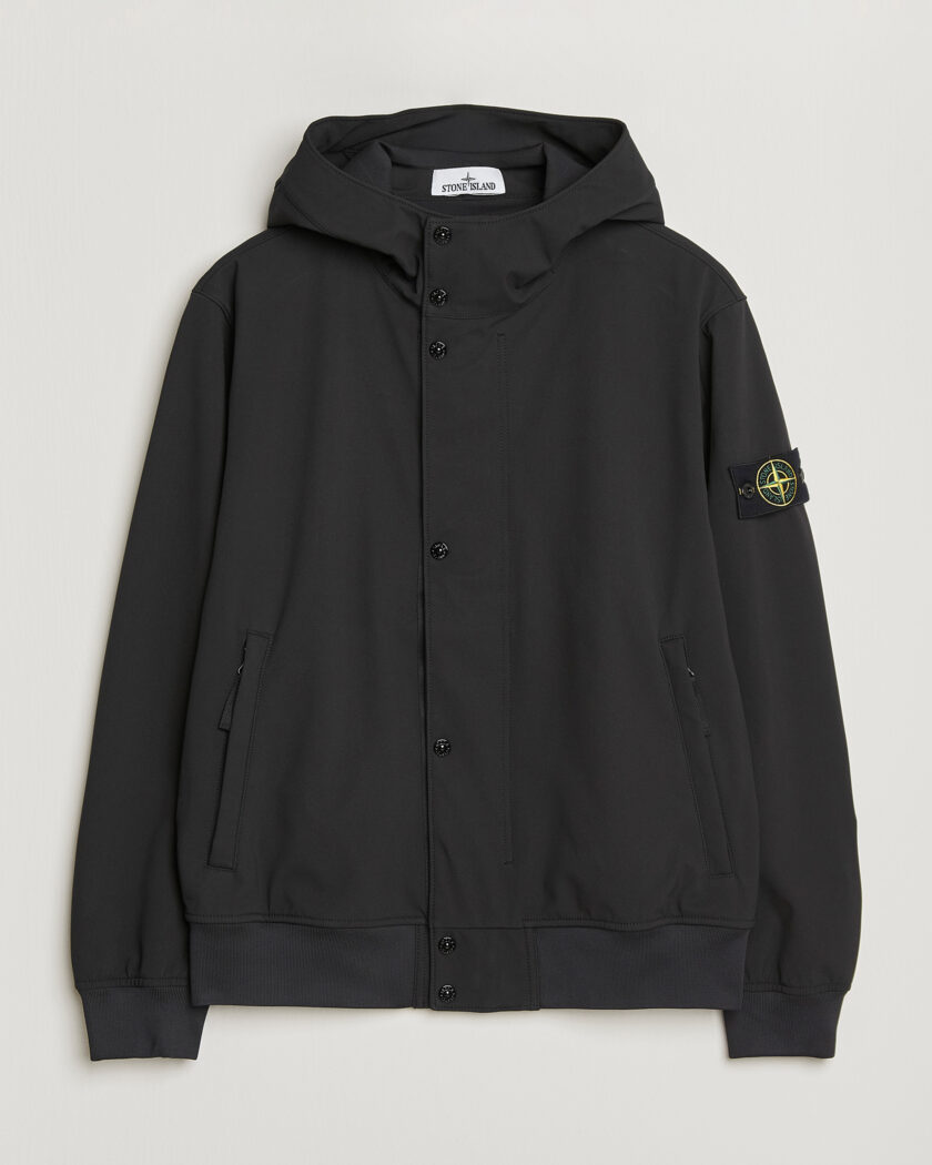 Stone Island Soft Shell Hooded Jacket Black – Noir