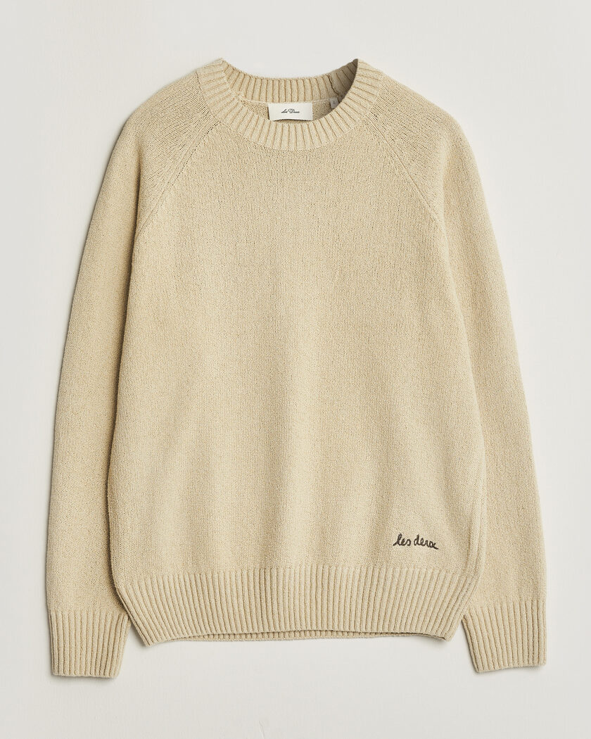 LES DEUX Brad Knitted Roundneck Oyster Grey/White – Blanc