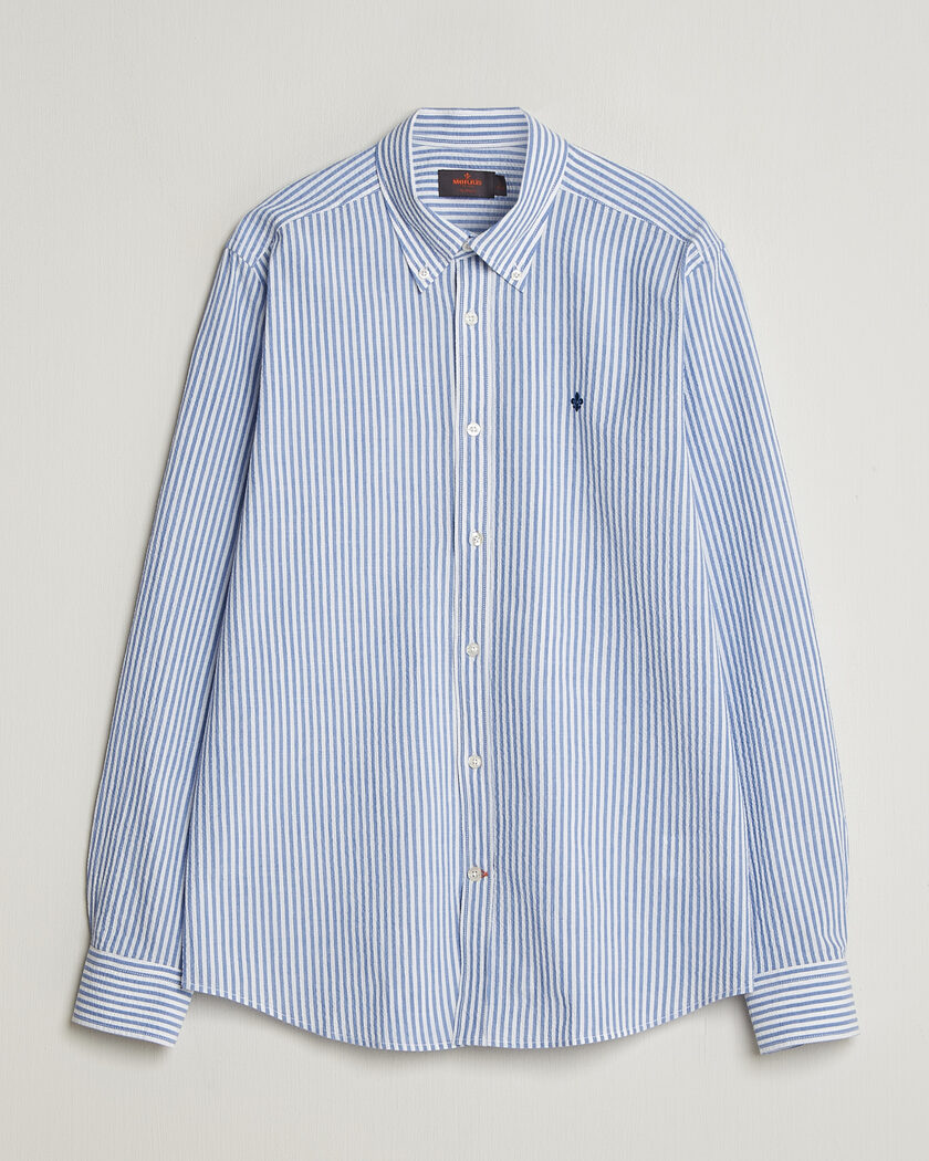 Morris Seersucker Shirt Blue – Bleu