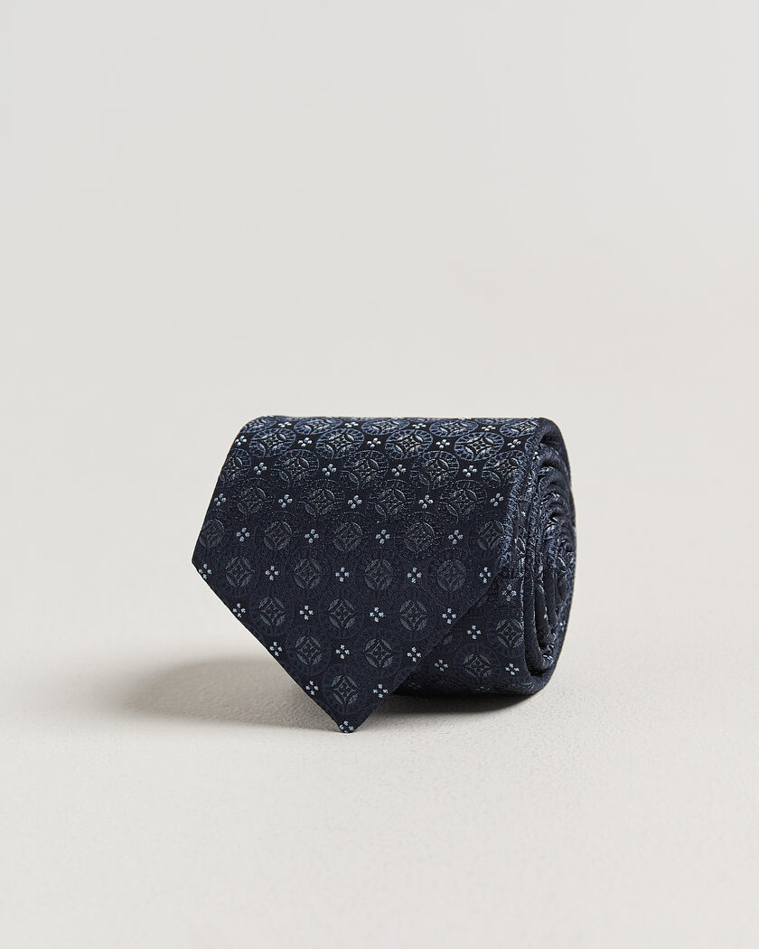 Brunello Cucinelli Jacquard Silk Tie Navy – Bleu