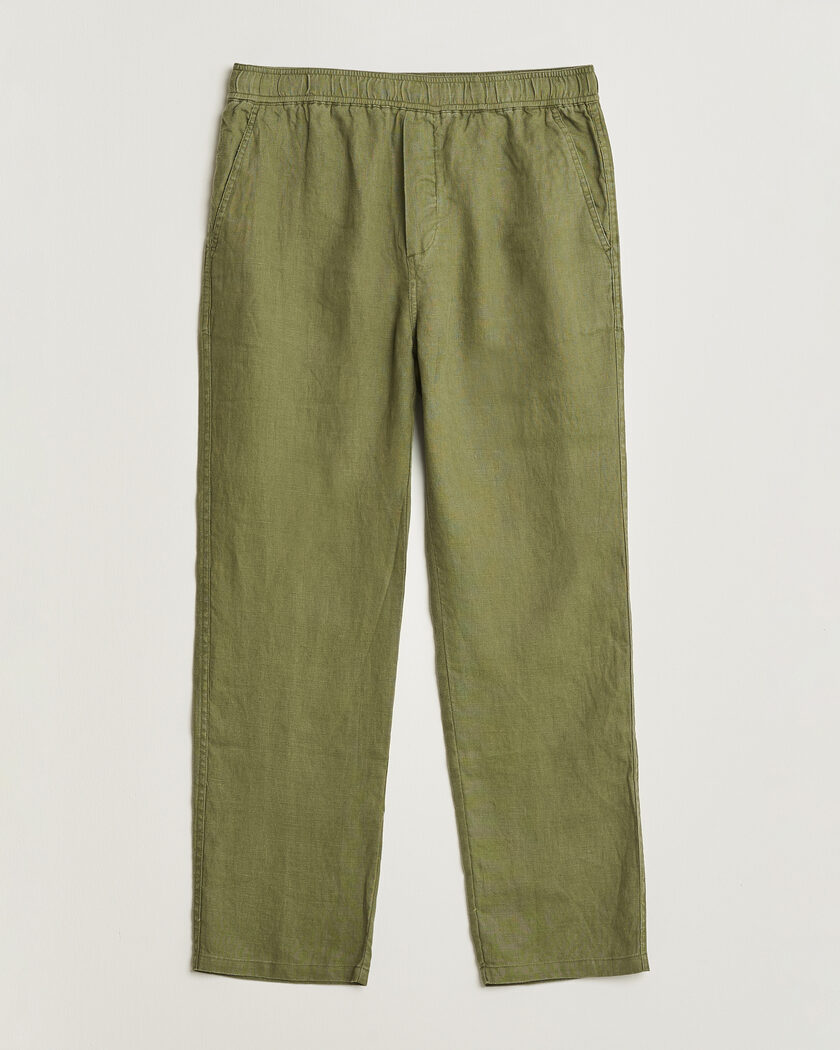 Samsøe Samsøe Jabari Linen Drawstring Trousers Burnt Olive – Vert