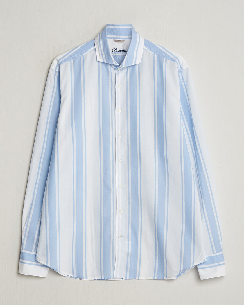 Stenströms Regular Fit Thin Poplin Stripe Shirt Blue – Bleu