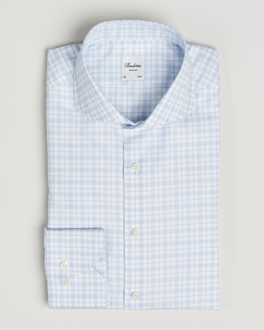 Stenströms Regular Fit Checked Twill Shirt Light Blue – Bleu