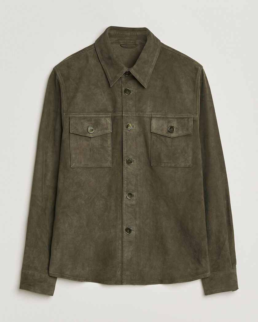 Stenströms Suede Pocket Overshirt Olive – Vert