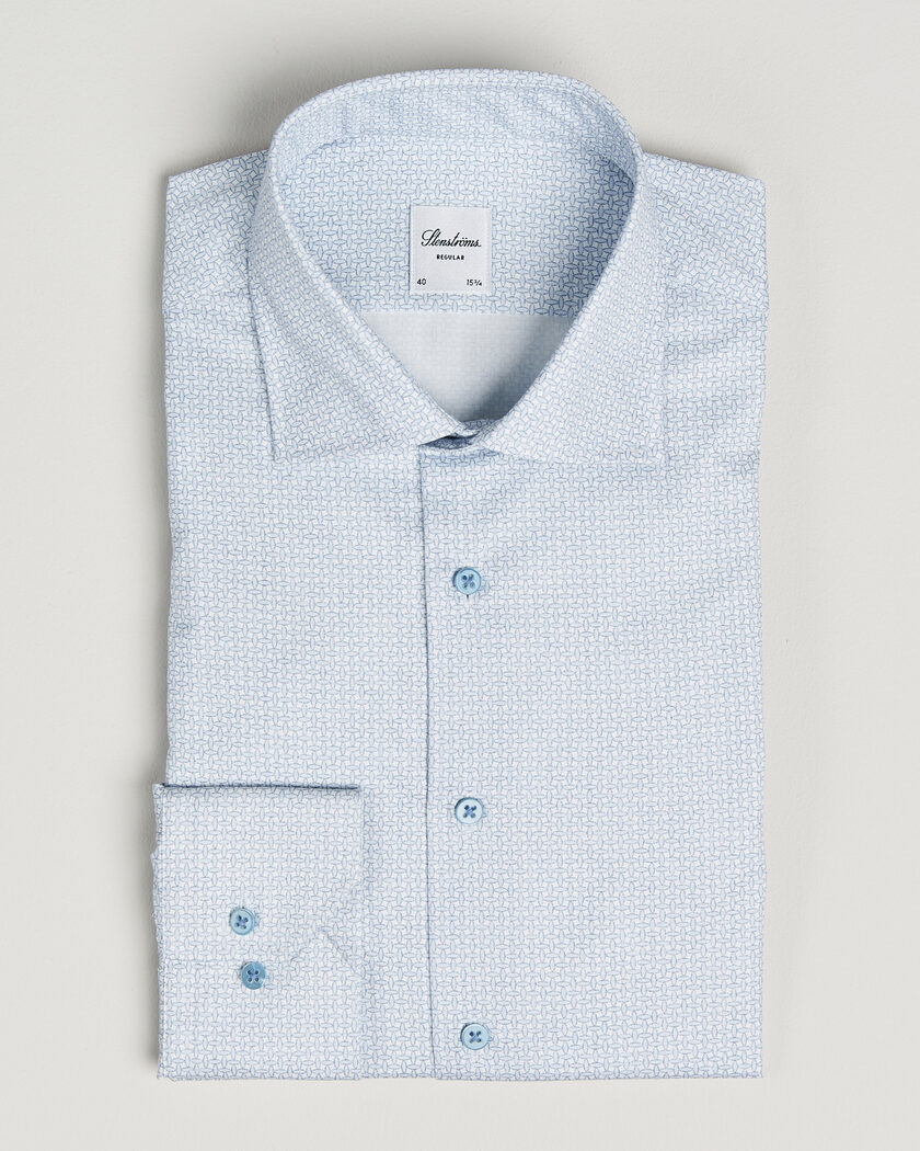 Stenströms Regular Fit Micro Printed Twill Shirt Light Blue – Bleu