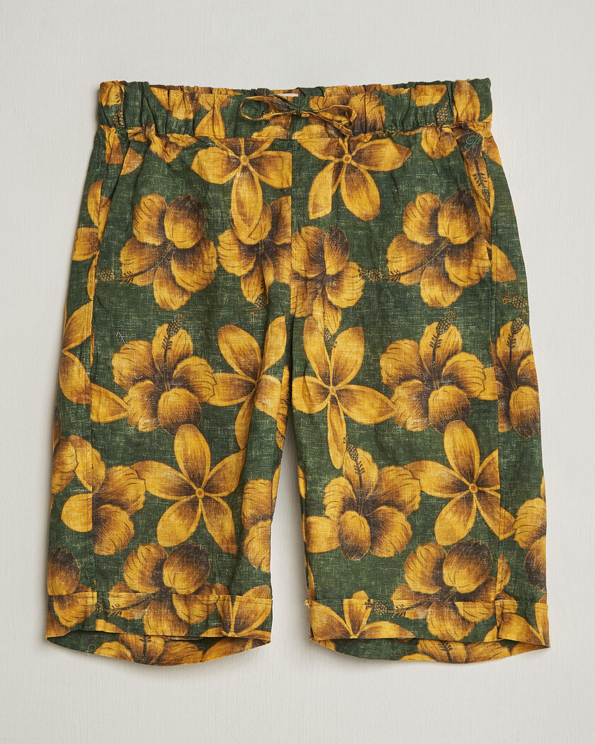 Stenströms Flower Printed Linen Shorts Green – Vert