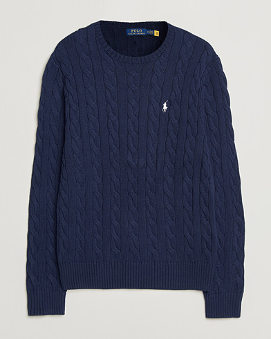 Polo Ralph Lauren Cotton Cable Pullover Bright Navy – Bleu