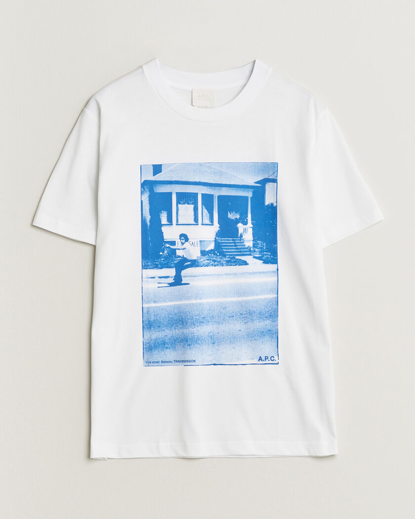 A.P.C. Cali Printed T-Shirt Blue – Blanc