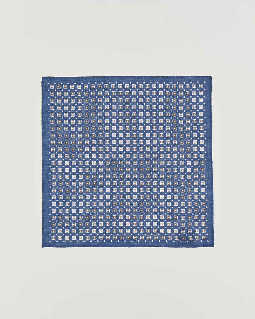 Amanda Christensen Linen Medallion Pocket Square Navy – Bleu