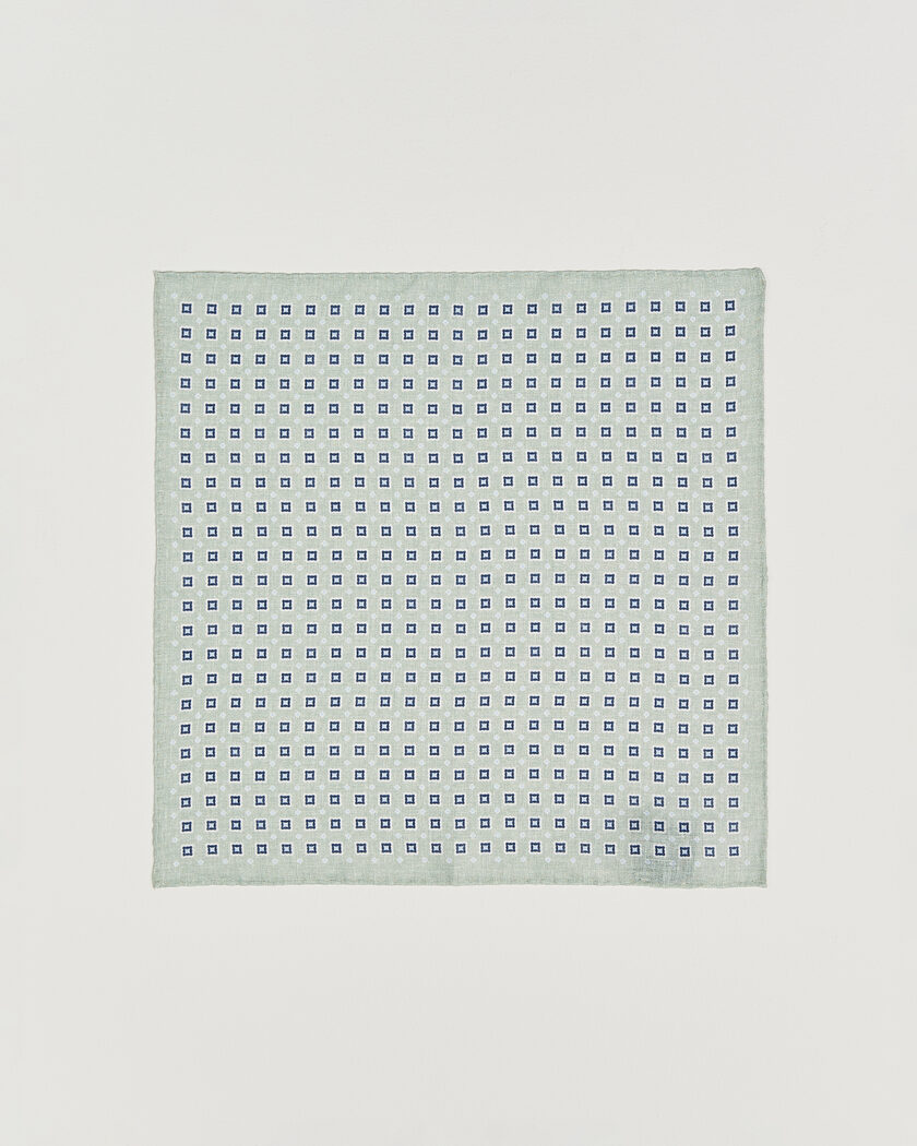 Amanda Christensen Linen Medallion Pocket Square Green – Vert