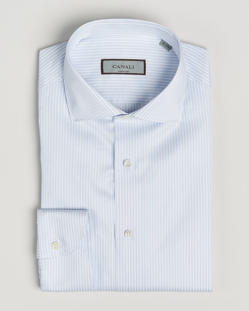 Canali Slim Fit Impeccabile Shirt Light Blue Stripe – Bleu