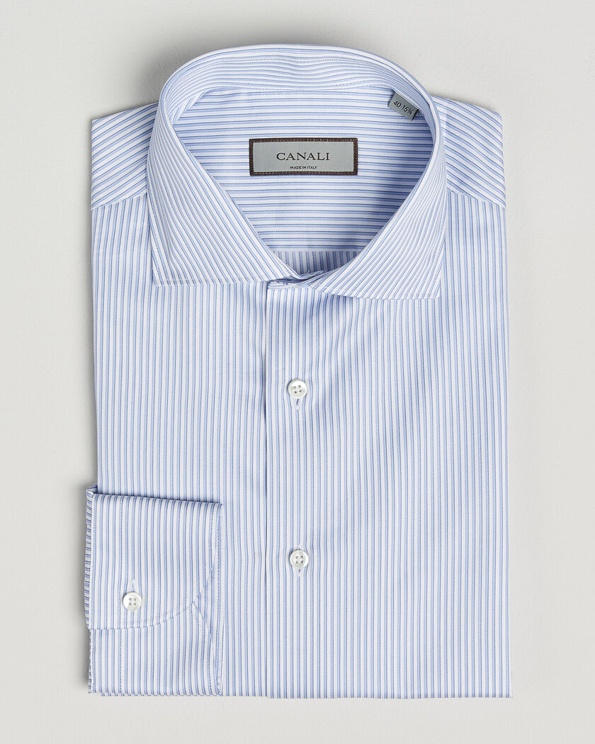 Canali Slim Fit Impeccabile Shirt Blue Stripe – Bleu