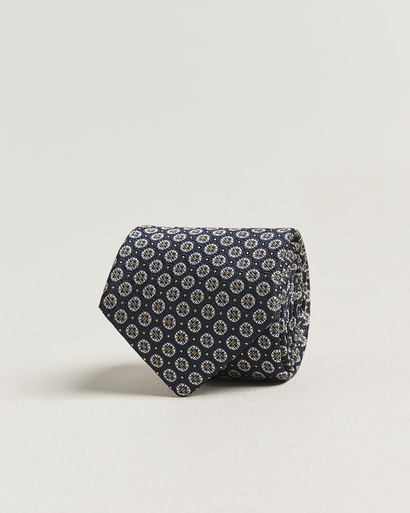 Canali Jacquard Flower Silk Tie Navy – Bleu