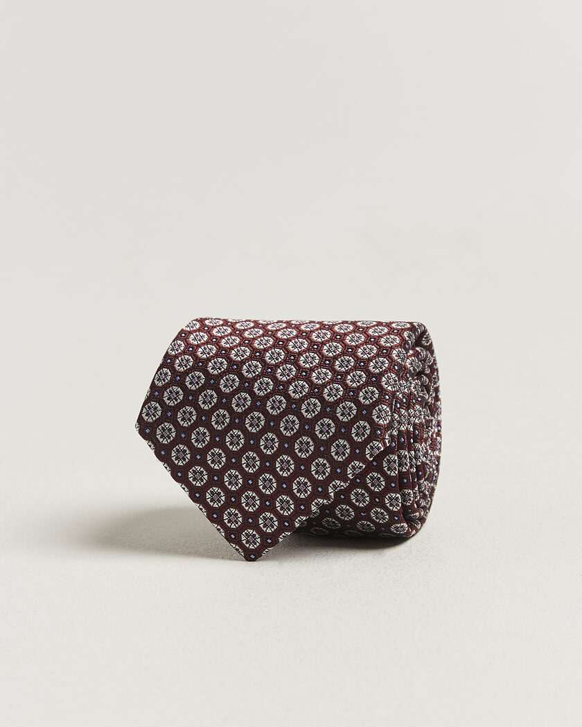 Canali Jacquard Flower Silk Tie Burgundy – Rouge