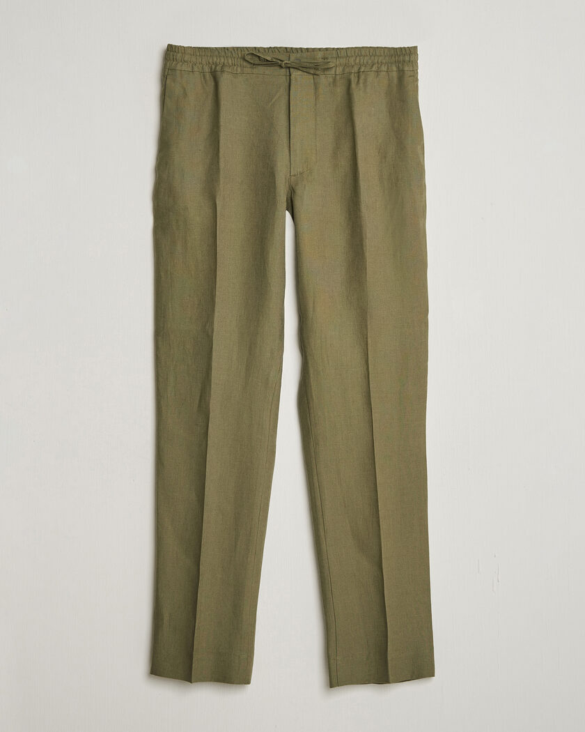 J.Lindeberg Soren Drape Linen Pants Kalamata – Vert