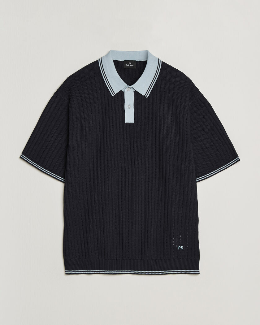 PS Paul Smith Cotton Knitted Polo Navy – Bleu