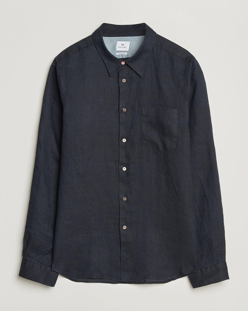 PS Paul Smith Tailored Fit Linen Shirt Navy – Bleu