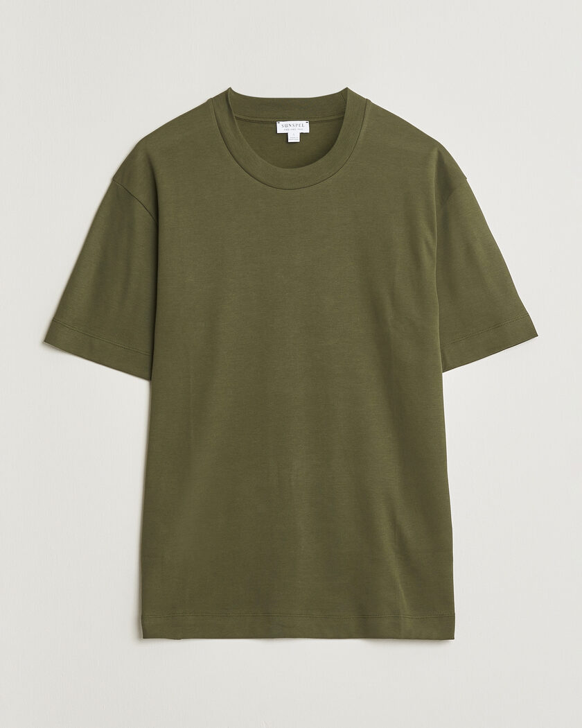 Sunspel Heavy Weight Supima Cotton T-Shirt Deep Olive – Vert