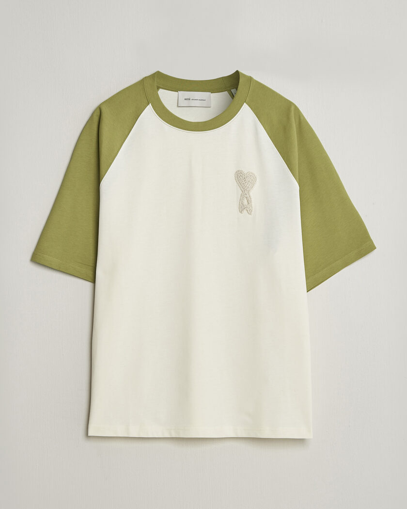 AMI Knitted Heart Logo T-Shirt Creme/Matcha – Multicolore