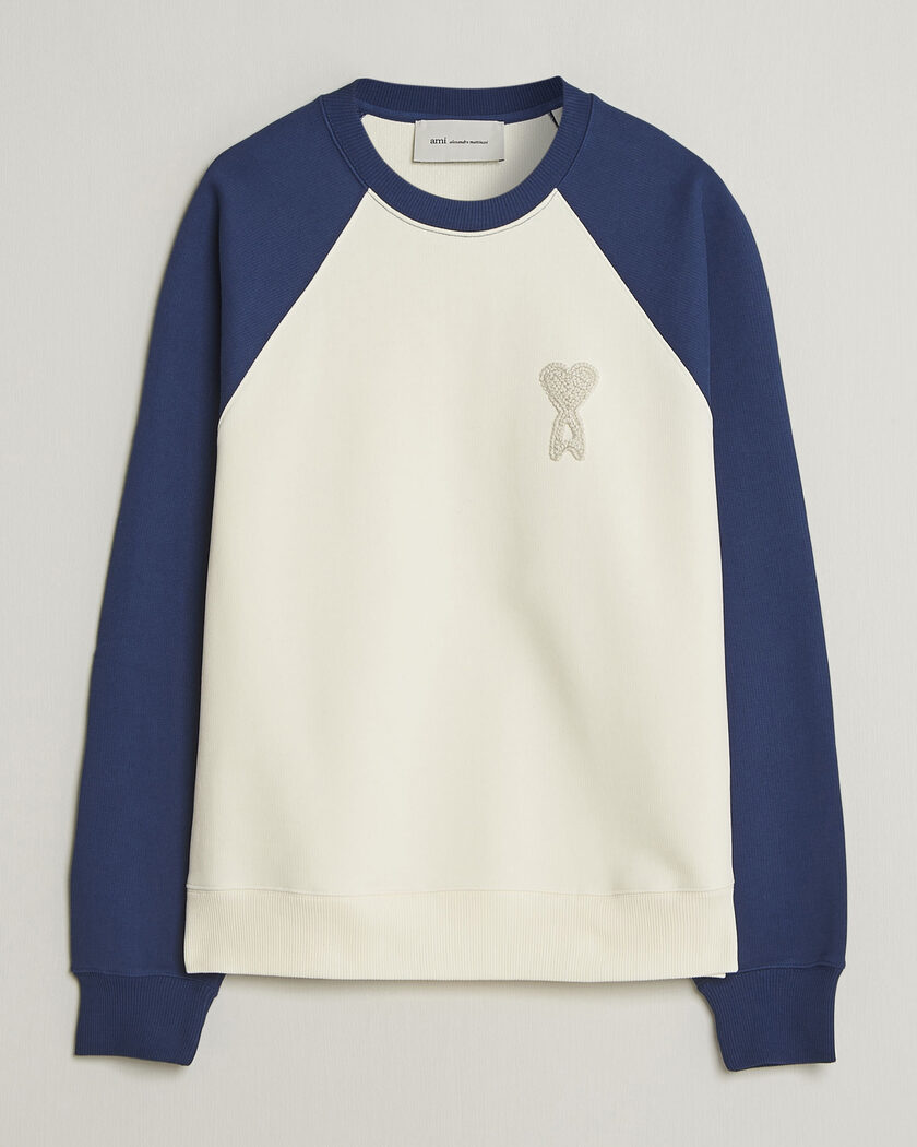 AMI Knitted Heart Logo Sweatshirt Creme/Navy – Beige
