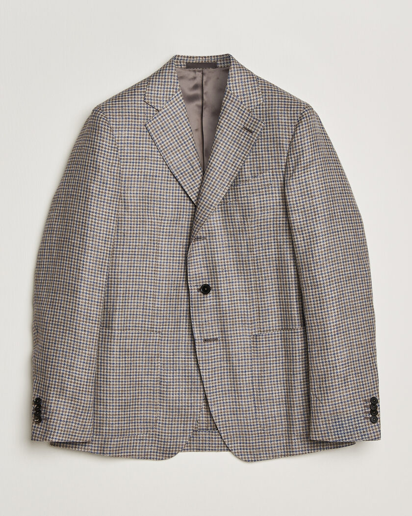 Caruso Aida Linen/Wool Blazer Navy/Grey Check – Multicolore
