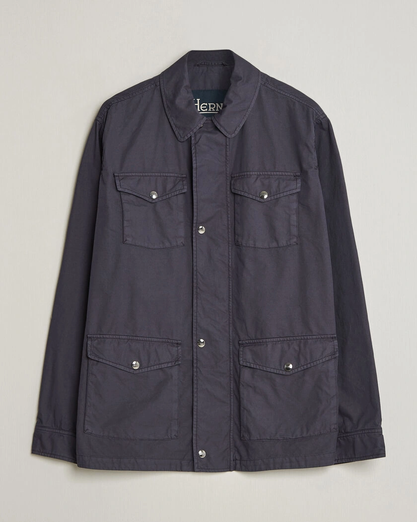 Herno Washed Cotton Field Jacket Navy – Bleu