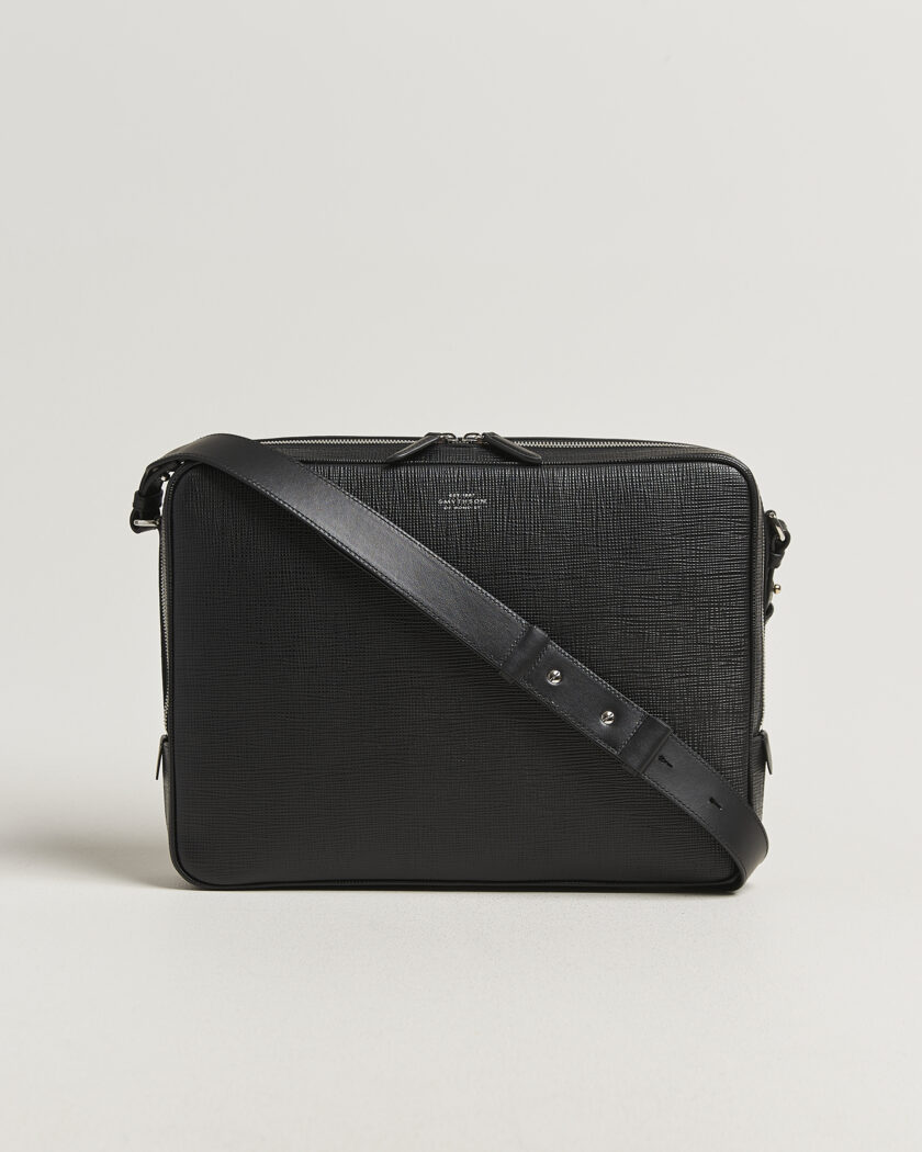Smythson Panama Slim Messenger Bag Black – Noir