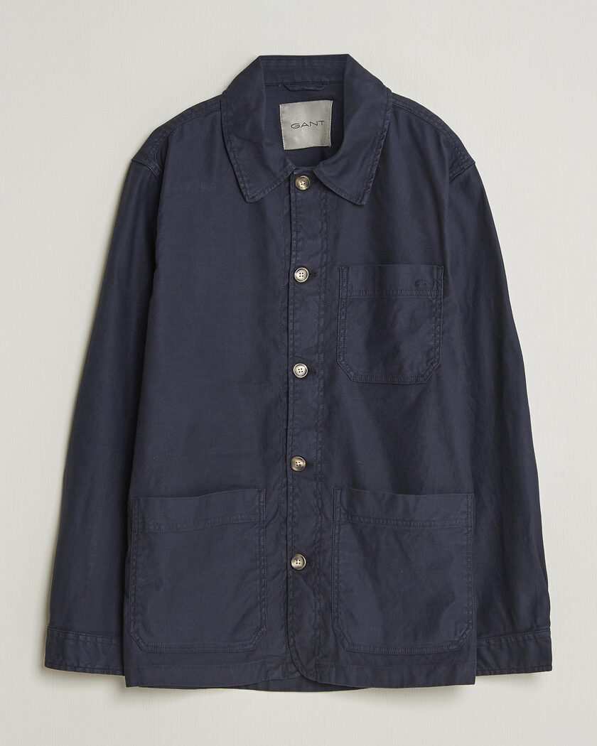 Gant Regular Fit Cotton/Linen Overshirt Evening Blue – Bleu