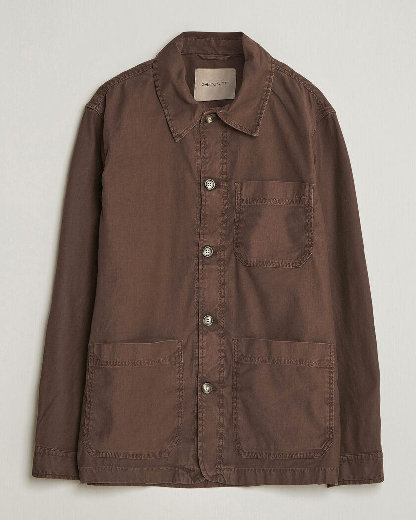 Gant Regular Fit Cotton/Linen Overshirt Rich Brown – Marron