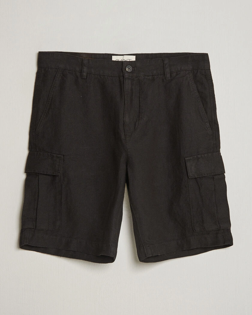 Gant Regular Fit Linen Cargo Shorts Ebony Black – Noir