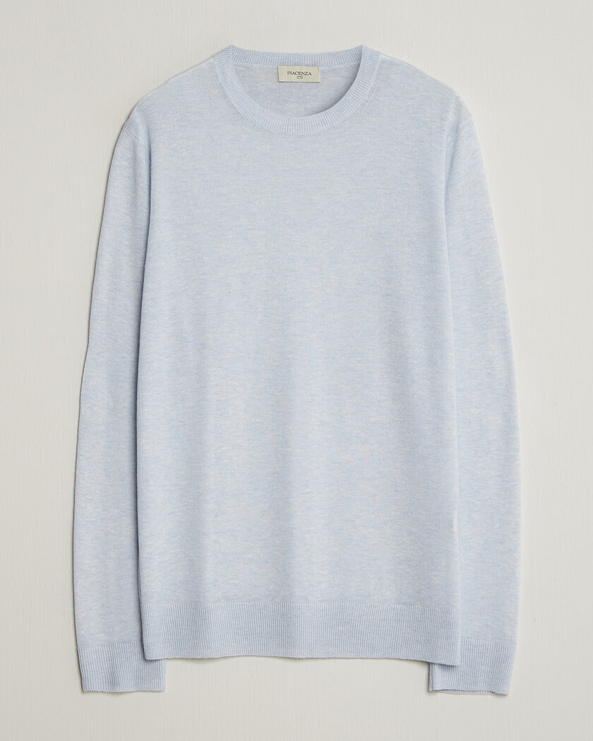 Piacenza Cashmere Soft Silk/Cashmere Crew Neck Sky Blue – Bleu
