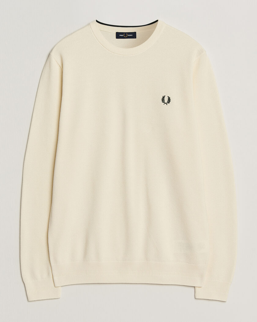 Fred Perry Piqué Stitched Sweater Ecru – Blanc
