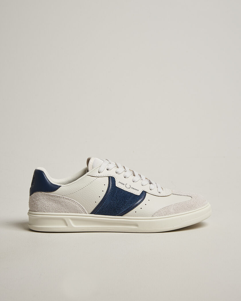 Fred Perry B4 Leather/Suede Sneaker Porcelain/Navy – Blanc