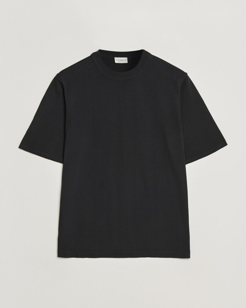 Morgano Knitted Cotton Crepe T-Shirt Black – Noir