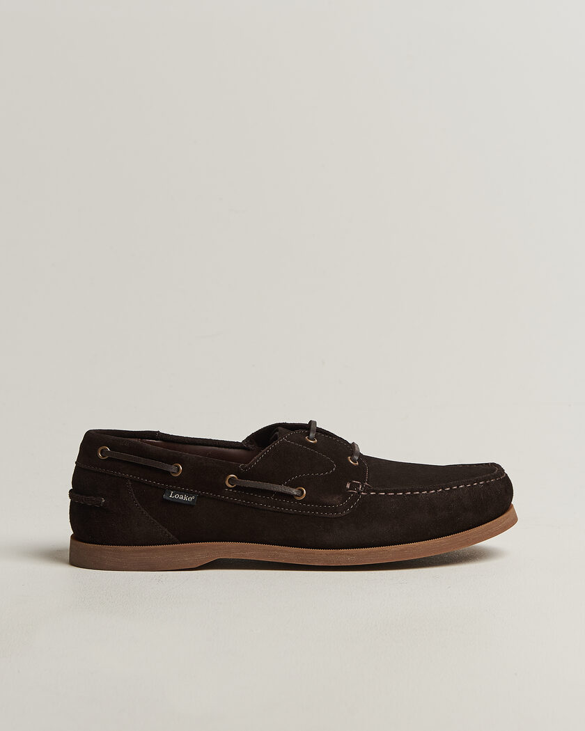 Loake 1880 Padstow Suede Boat Shoe Dark Brown – Marron