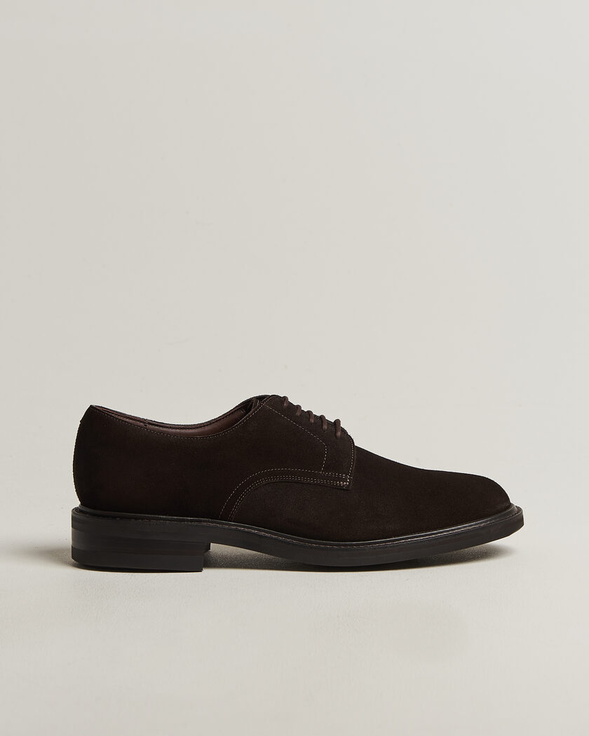 Loake Shoemakers Barbican Suede Derby Dark Brown – Marron