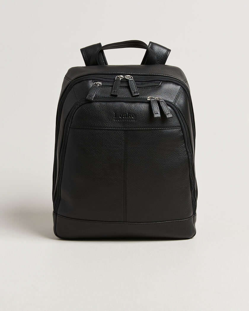 Loake Shoemakers Waterloo Grained Leather Backpack Black – Noir