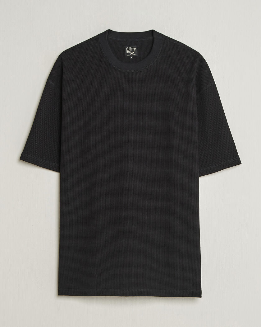orSlow Waffle Cotton T-Shirt Black – Noir