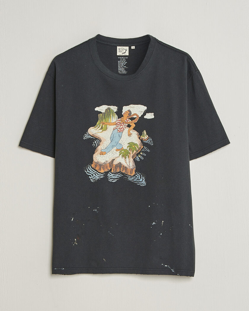 orSlow Vintage Hawaiian Print T-Shirt Black – Noir