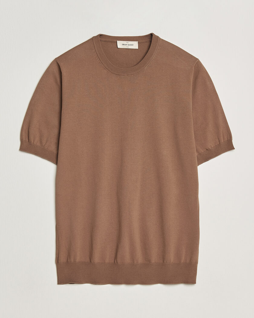 Gran Sasso Cotton Knitted Crew Neck T-Shirt Brown – Marron