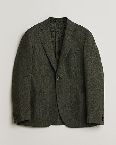 Pre-owned L.B.M. 1911 Herringbone Wool Blazer Green 52 – Vert