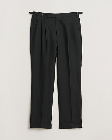 Pre-owned Berg&Berg High Waisted Double Pleated Wool Trousers Black 52 – Noir