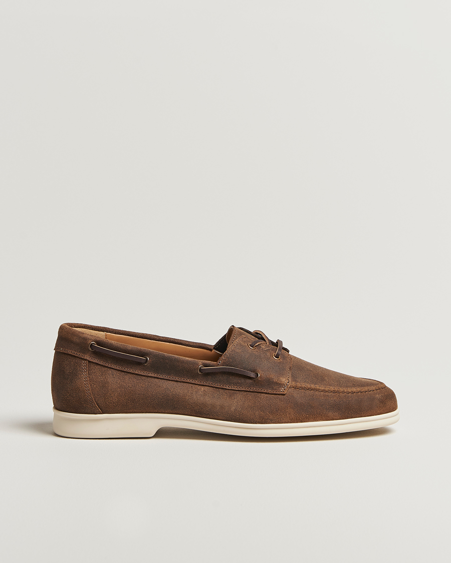 Homme | Chaussures Bateau | Myrqvist | Sandhamn Boat Shoe Waxed Chestnut Suede