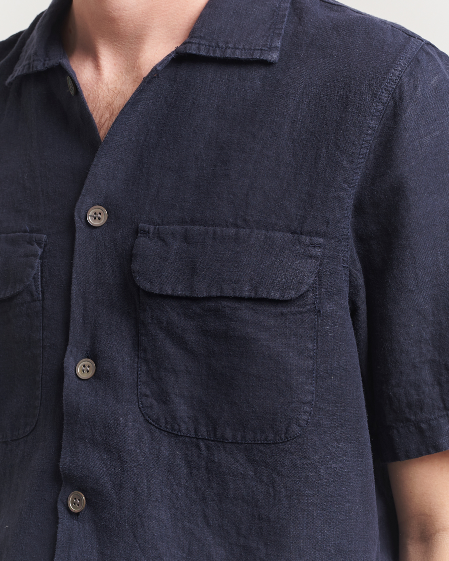 Homme | Chemises | Oscar Jacobson | Reg Fit City Linen Shirt Navy