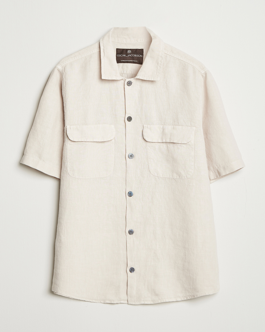 Homme | Chemises | Oscar Jacobson | Reg Fit City Linen Shirt Cream
