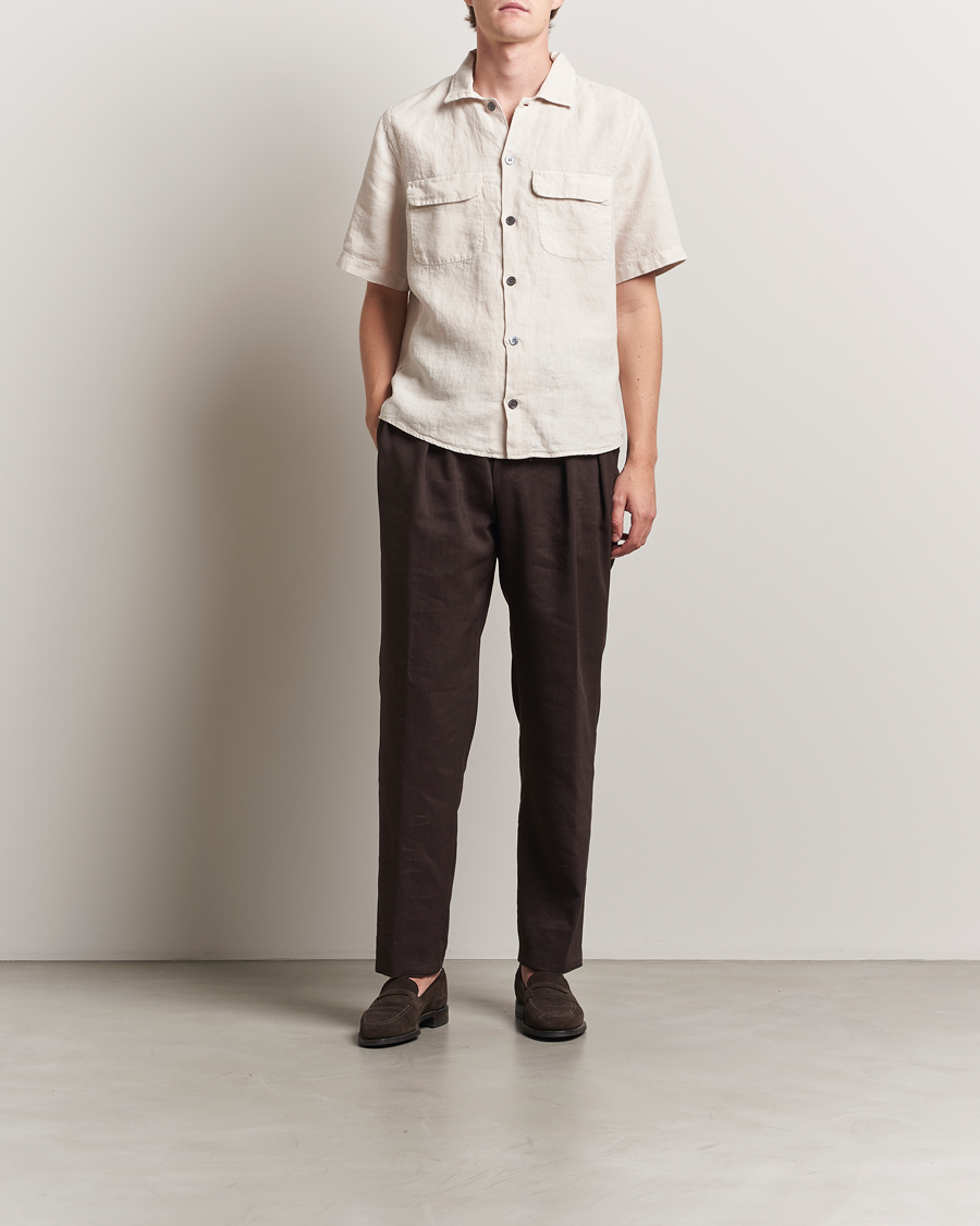 Homme | Chemises | Oscar Jacobson | Reg Fit City Linen Shirt Cream